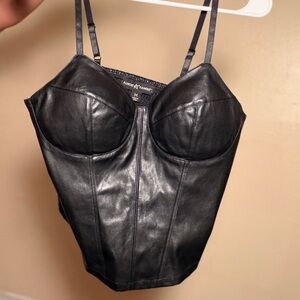 Almost Famous Black Faux Leather Bustier Crop Tank Top